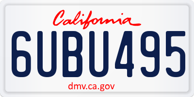 CA license plate 6UBU495