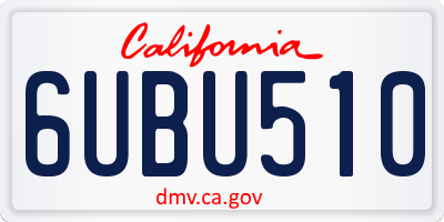 CA license plate 6UBU510