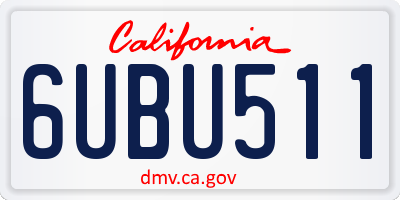 CA license plate 6UBU511