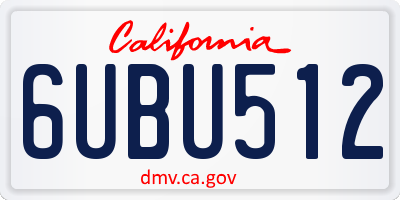 CA license plate 6UBU512