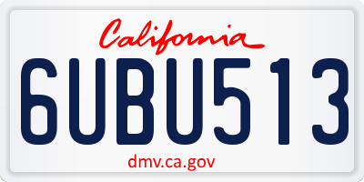CA license plate 6UBU513