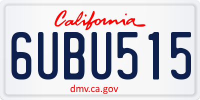 CA license plate 6UBU515