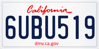 CA license plate 6UBU519