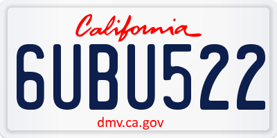 CA license plate 6UBU522