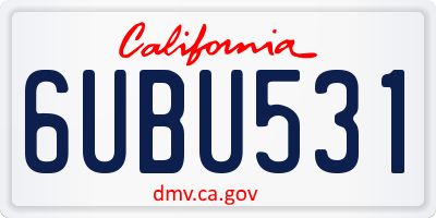 CA license plate 6UBU531