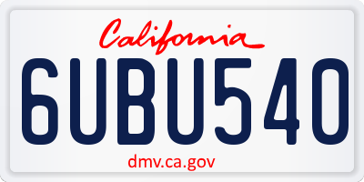 CA license plate 6UBU540