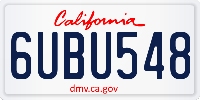 CA license plate 6UBU548