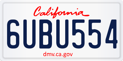 CA license plate 6UBU554