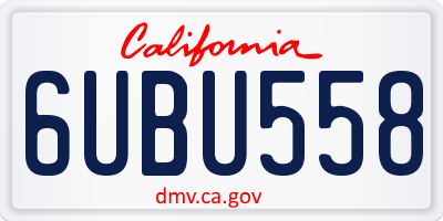 CA license plate 6UBU558