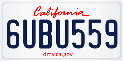 CA license plate 6UBU559