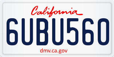 CA license plate 6UBU560