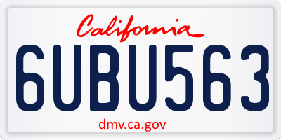 CA license plate 6UBU563