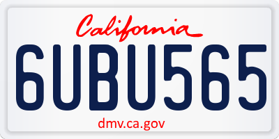 CA license plate 6UBU565