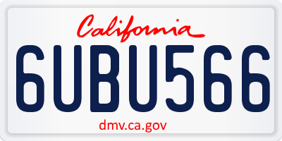 CA license plate 6UBU566