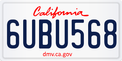 CA license plate 6UBU568