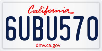 CA license plate 6UBU570