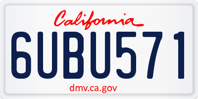 CA license plate 6UBU571
