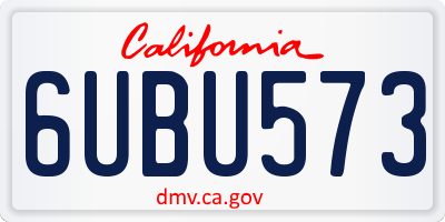CA license plate 6UBU573