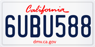 CA license plate 6UBU588