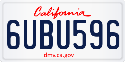 CA license plate 6UBU596