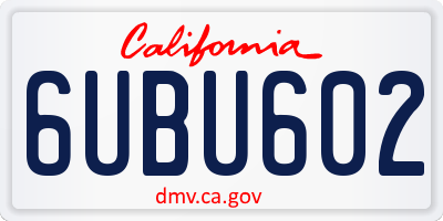CA license plate 6UBU602