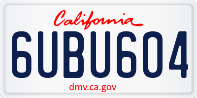 CA license plate 6UBU604