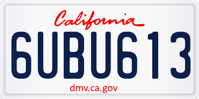 CA license plate 6UBU613