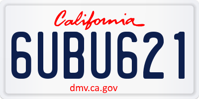 CA license plate 6UBU621