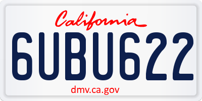 CA license plate 6UBU622