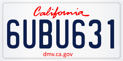 CA license plate 6UBU631