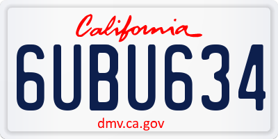 CA license plate 6UBU634
