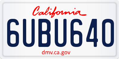 CA license plate 6UBU640