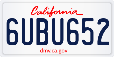 CA license plate 6UBU652