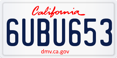 CA license plate 6UBU653