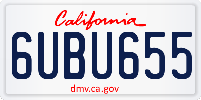 CA license plate 6UBU655