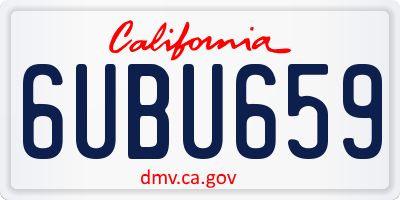 CA license plate 6UBU659