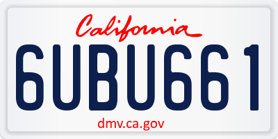 CA license plate 6UBU661