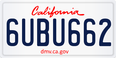CA license plate 6UBU662