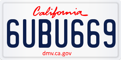 CA license plate 6UBU669