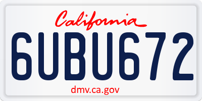 CA license plate 6UBU672