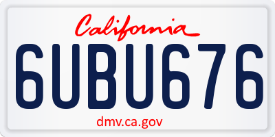 CA license plate 6UBU676