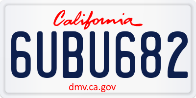 CA license plate 6UBU682