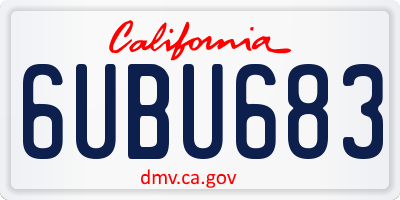 CA license plate 6UBU683