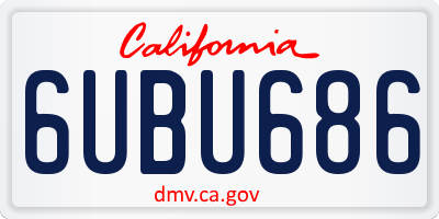 CA license plate 6UBU686