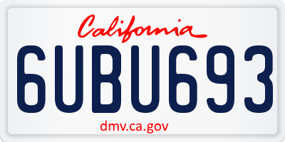 CA license plate 6UBU693
