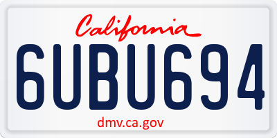 CA license plate 6UBU694