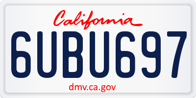 CA license plate 6UBU697