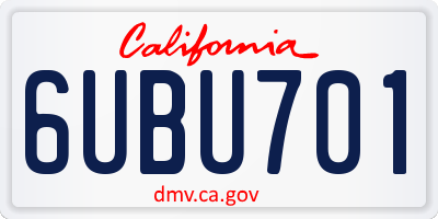 CA license plate 6UBU701