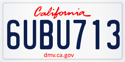 CA license plate 6UBU713
