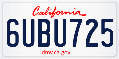 CA license plate 6UBU725